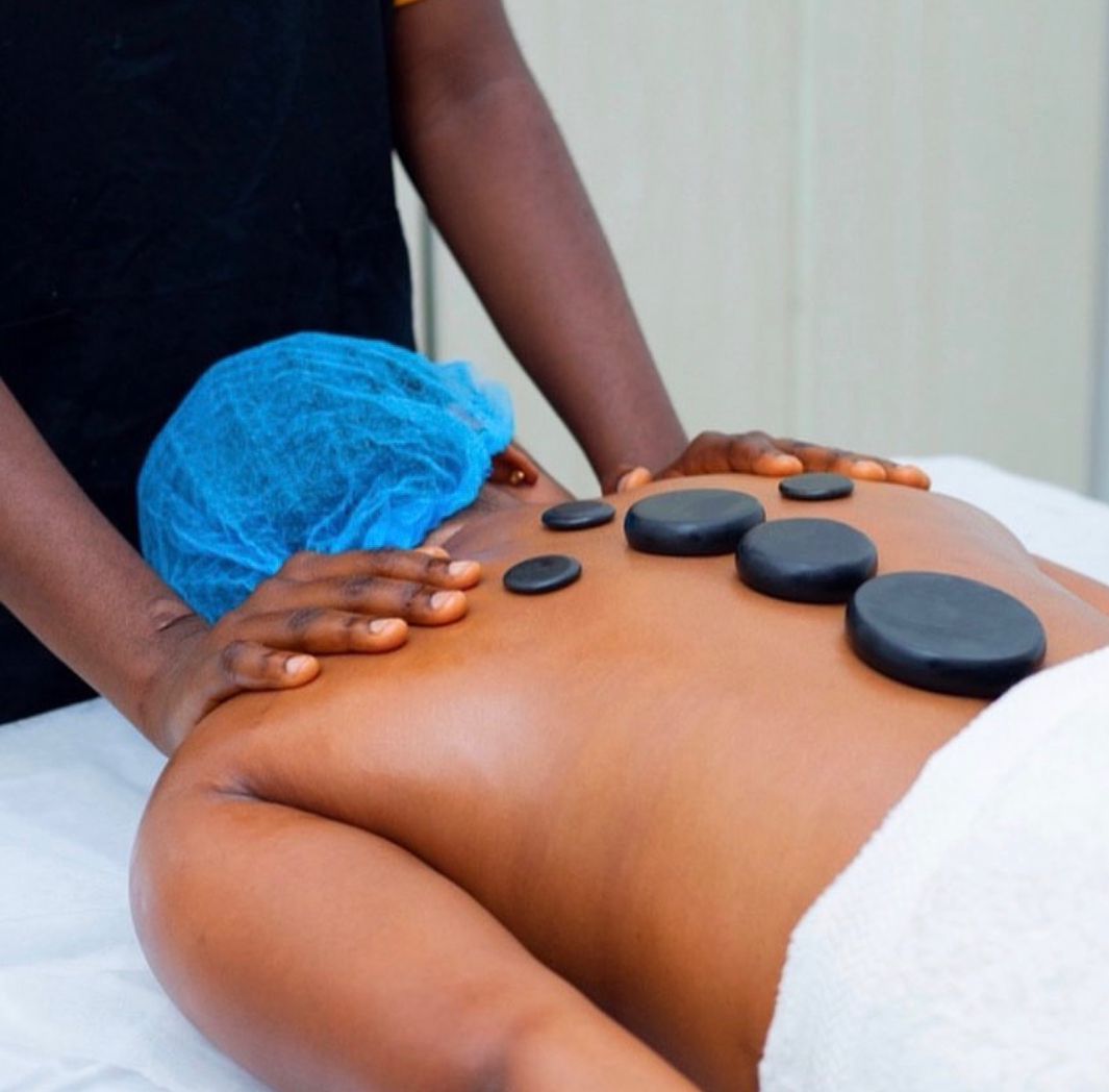 Hot stone massage session